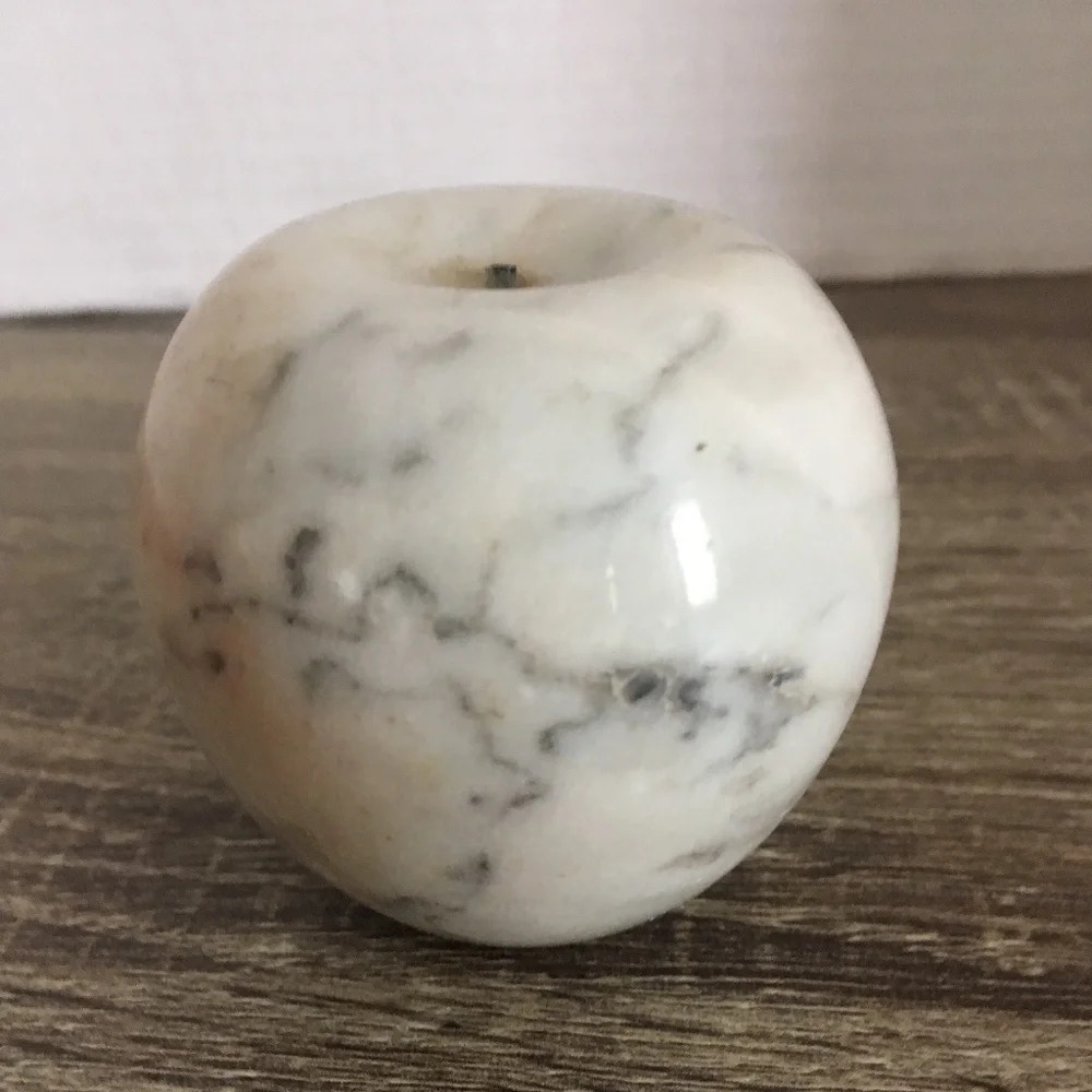 Vintage Marble Apple Decor - White and Grey